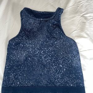 Lululemon Women Ebb to Street Blue Cropped High Neck Tank  Size 8